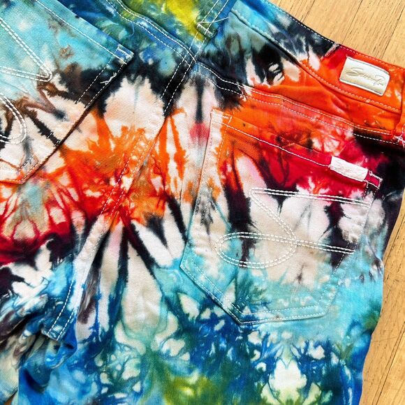 Seven 7 For All Mankind Shorts Tie Dye Denim BOHO Festival size 4 30" - Picture 5 of 6